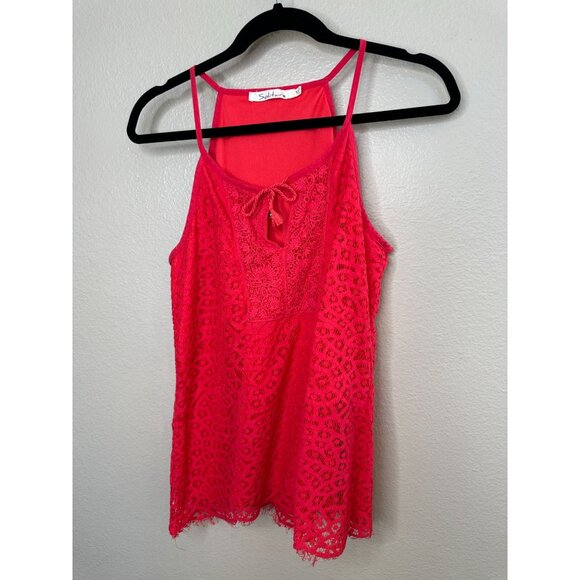 Solitaire Womens Red Pink‎ Tank Top Medium sleeveless mini Cotton pullover - Picture 2 of 6